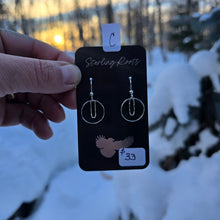 Load image into Gallery viewer, dainty single hoop earrings in sterling silver shown upright