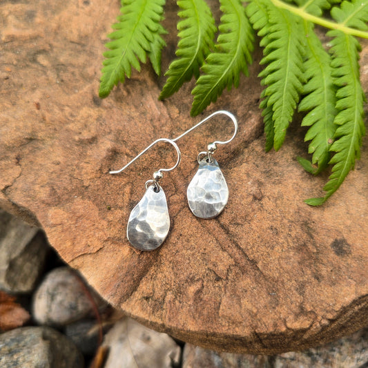 Molten Raindrop Hand-Forged Sterling Silver Earrings