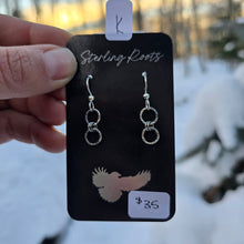 Load image into Gallery viewer, double hoop earrings in sterling silver shown upright