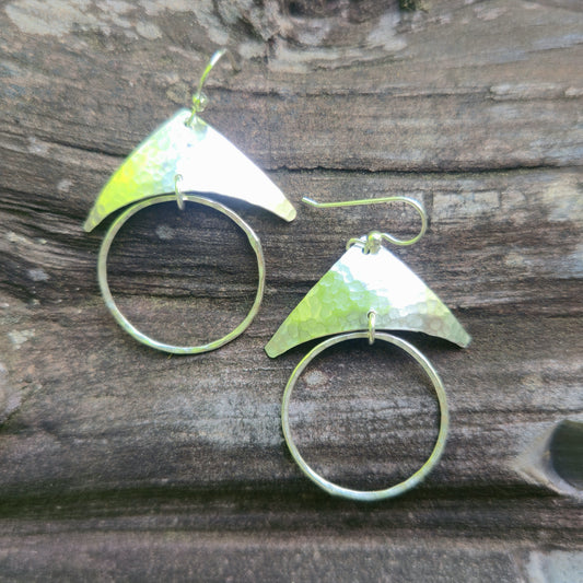 Triangle Hoop Hand-Forged Sterling Silver Geometric Earrings
