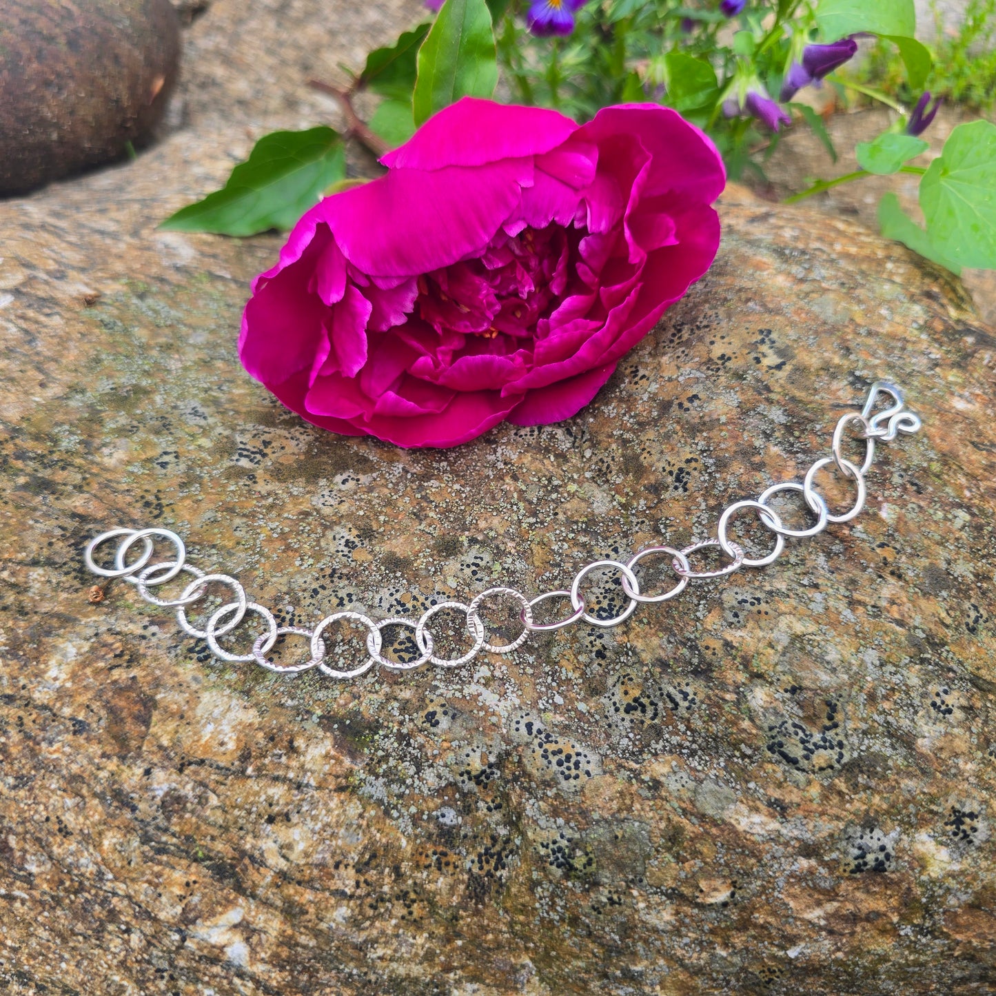 Textured Hoop Hand-Forged Sterling Silver Bracelet