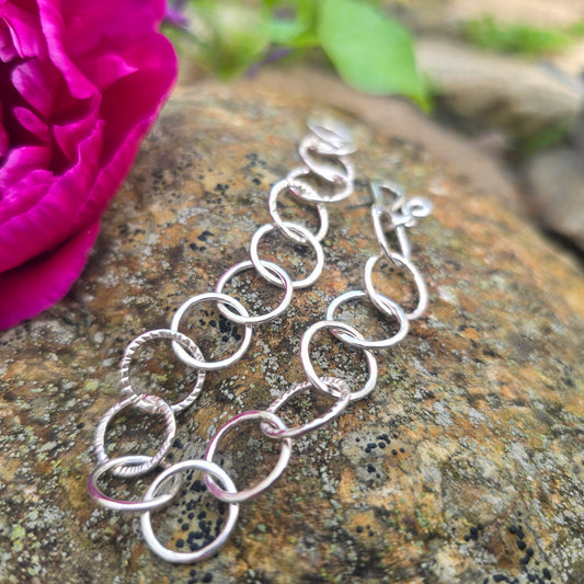 Textured Hoop Hand-Forged Sterling Silver Bracelet
