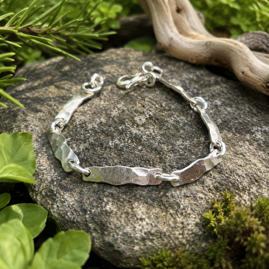 Heavy Hammered Sterling Silver Chain Link Bracelet