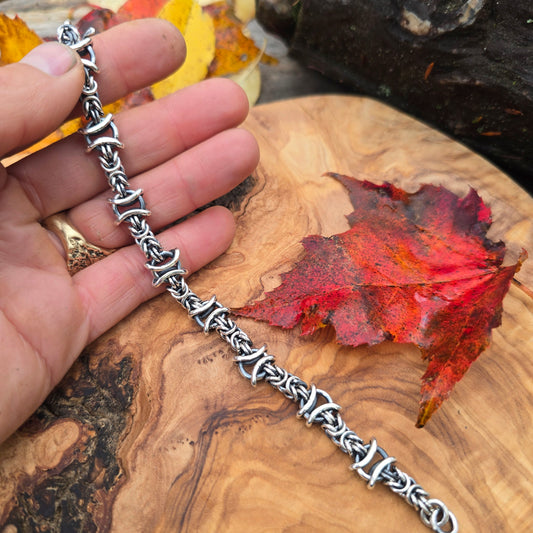 Byzantine & X's and O's Sterling Silver Chain Link Bracelet