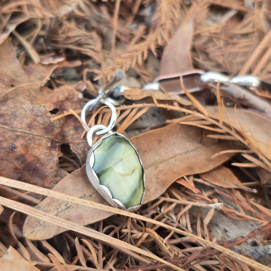 Dainty Freeform Green Imperial Jasper Pendant in Sterling Silver