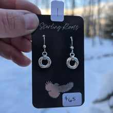 Load image into Gallery viewer, sterling silver knot hoop earrings shown from front view