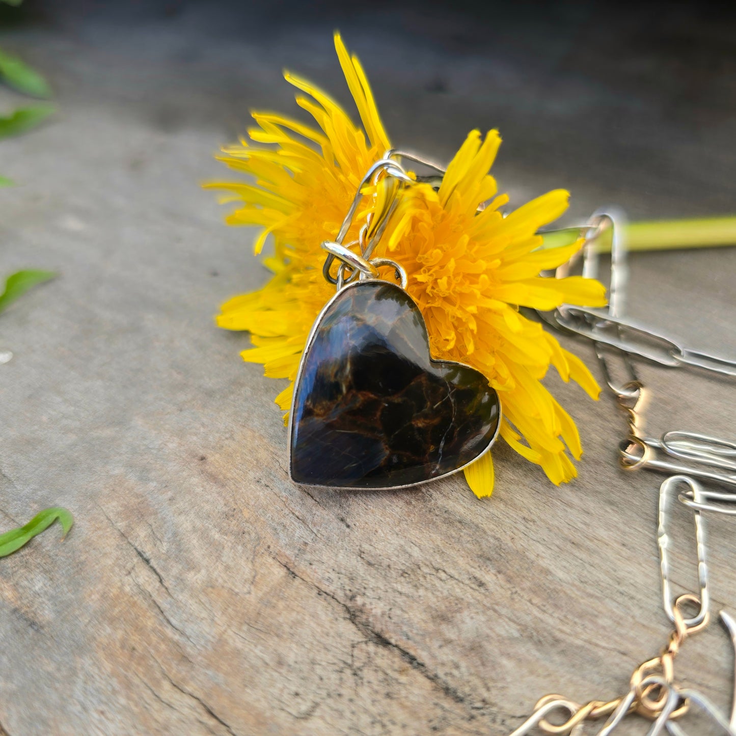 Stormy Pietersite Heart Hand-Forged Sterling Silver Pendant