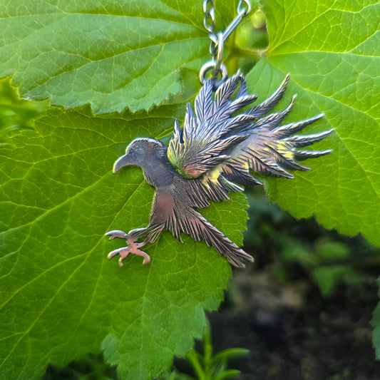 Raven Landing Pendant in Hand-Forged Sterling Silver