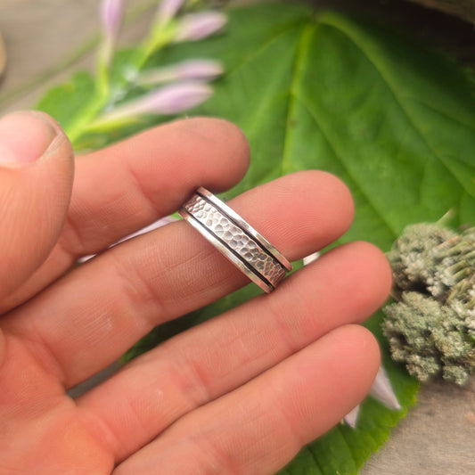 Hammered Hand-Forged Sterling Silver Spinner Ring