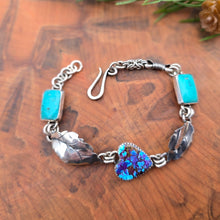 Load image into Gallery viewer, Aspen leaf bracelet with turquoise and Mohave turquoise