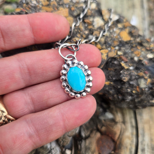 Sleeping Beauty Turquoise Pendant in Hand-Forged Sterling Silver