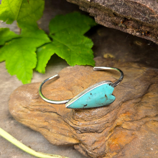 Turquoise Heart Hand-Forged Sterling Silver Cuff