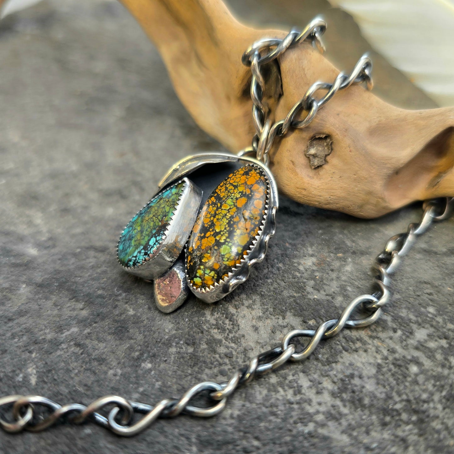 Boulder Ridge Turquoise Leaf Sterling Silver Pendant