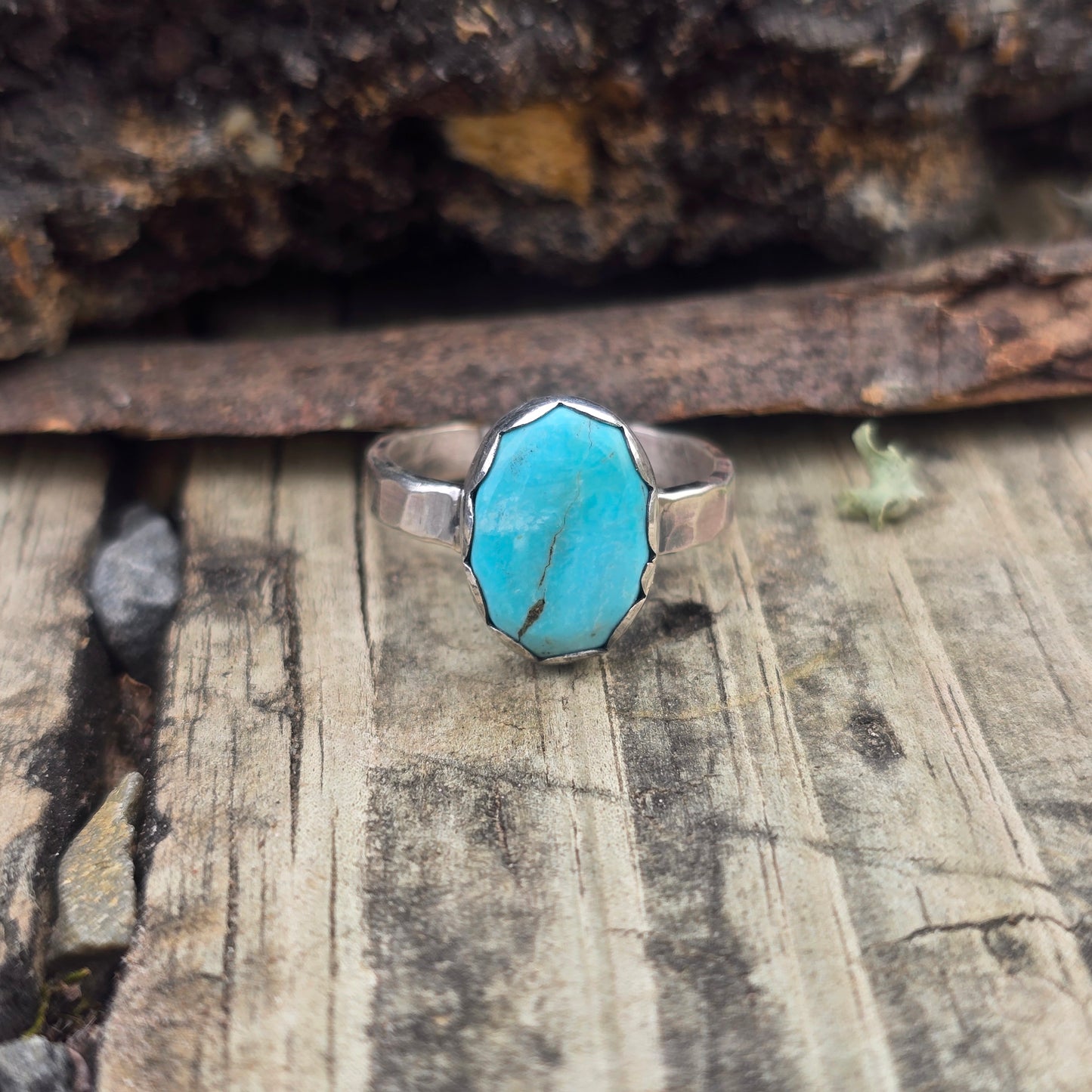 Turquoise Ring in Hand-Forged Sterling Silver