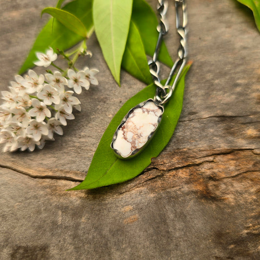 Wild Horse Jasper Dimensional Scalloped Sterling Silver Pendant