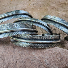 Load image into Gallery viewer, detailed view of silver cuff bracelets