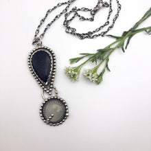 Load image into Gallery viewer, Midnight Sandstone with White Cat&#39;s Eye Pendant
