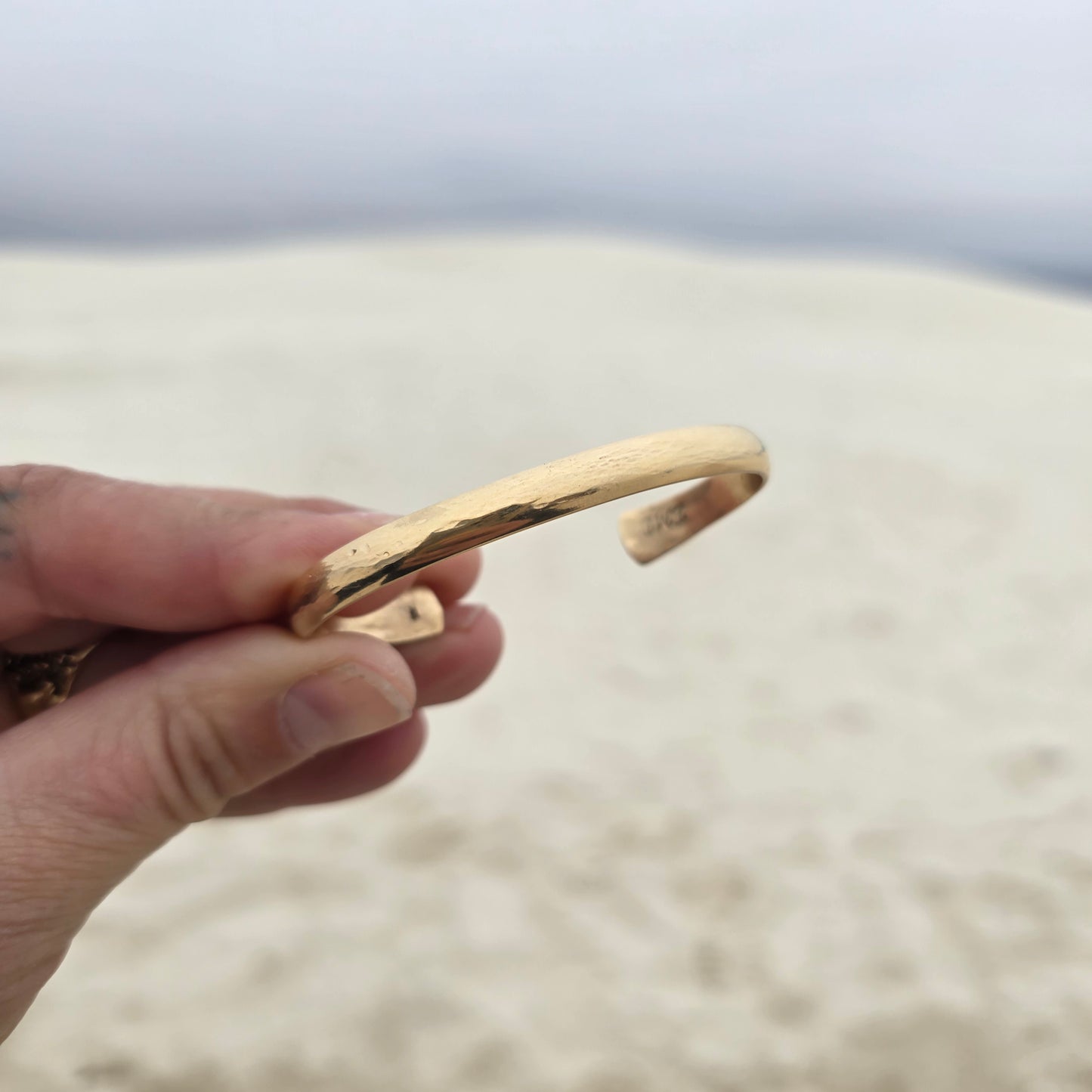 14K Gold Low Dome Cuff Bracelet — Hand-Forged Masterwork