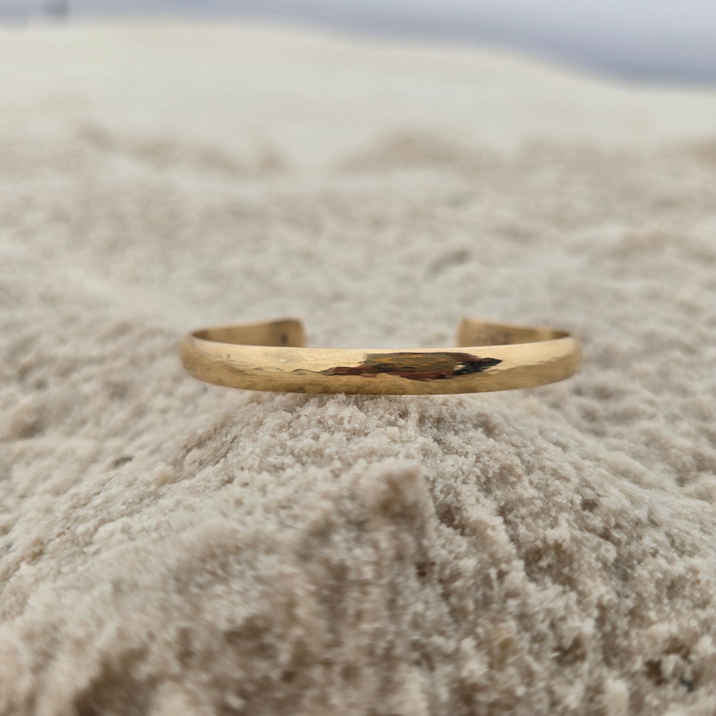 14K Gold Low Dome Cuff Bracelet — Hand-Forged Masterwork
