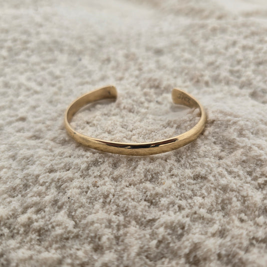 14K Gold Low Dome Cuff Bracelet — Hand-Forged Masterwork