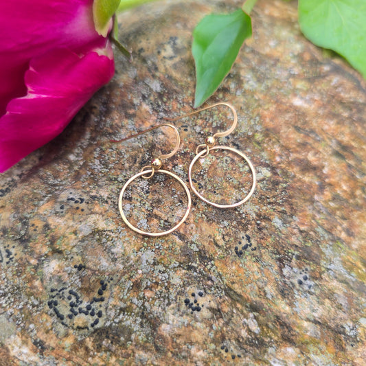 14k Gold Hammered Hoop Earrings