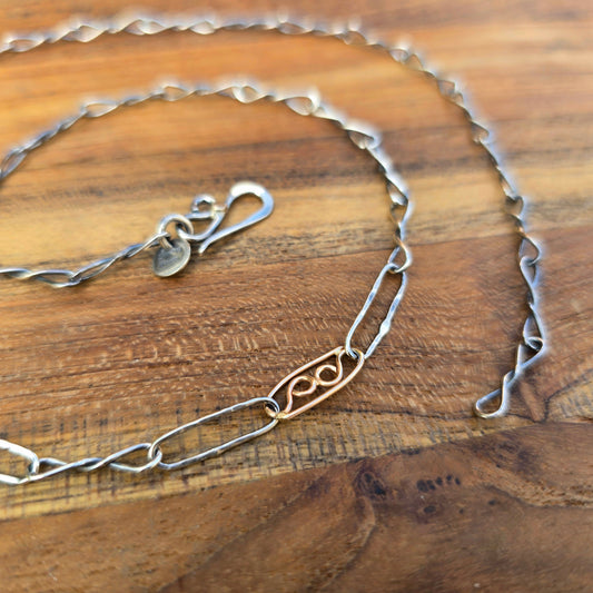 14K Gold Sixes Link Chain in Sterling Silver | Collector Works