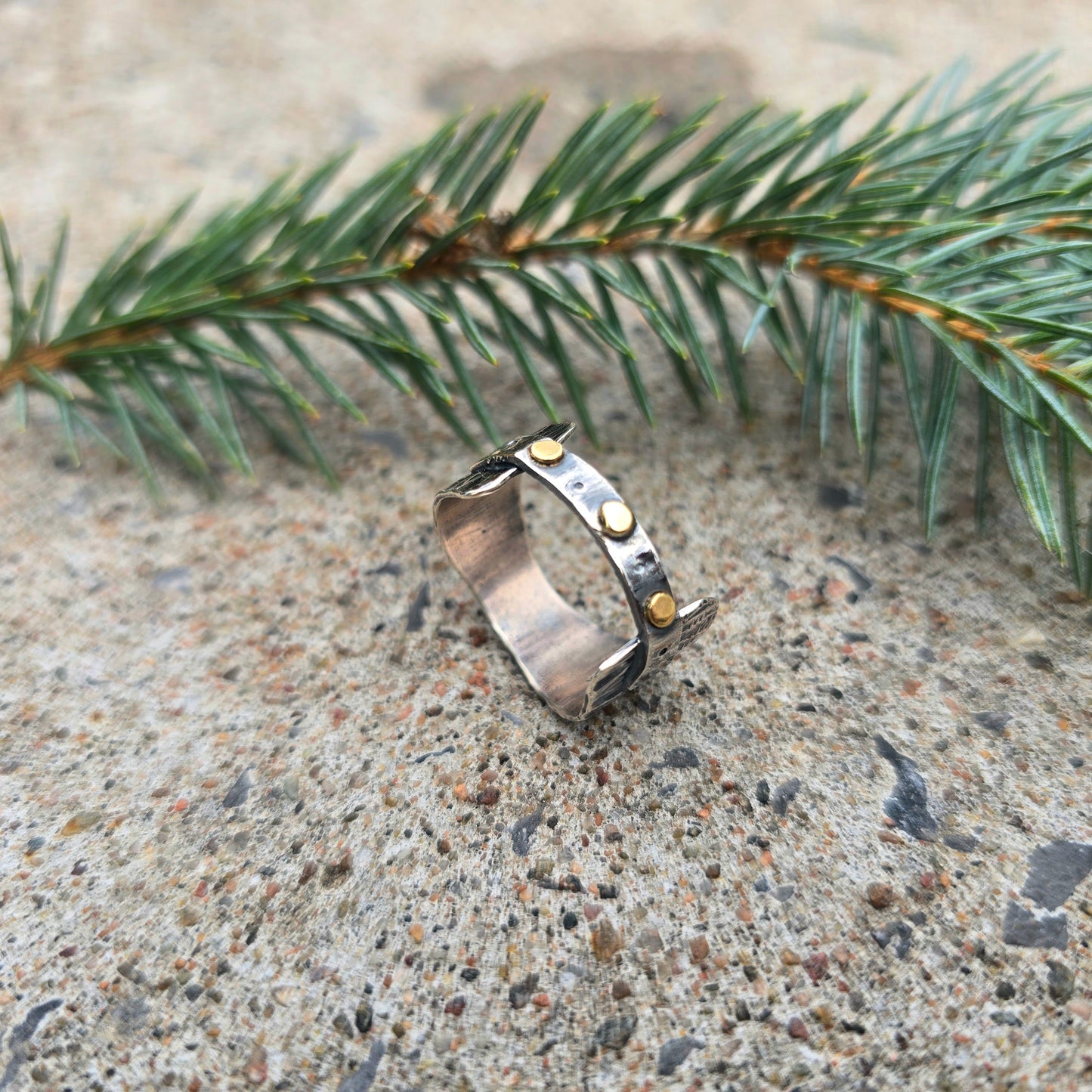 Sterling Silver & 18K Gold Bridge Ring – Size 10.5