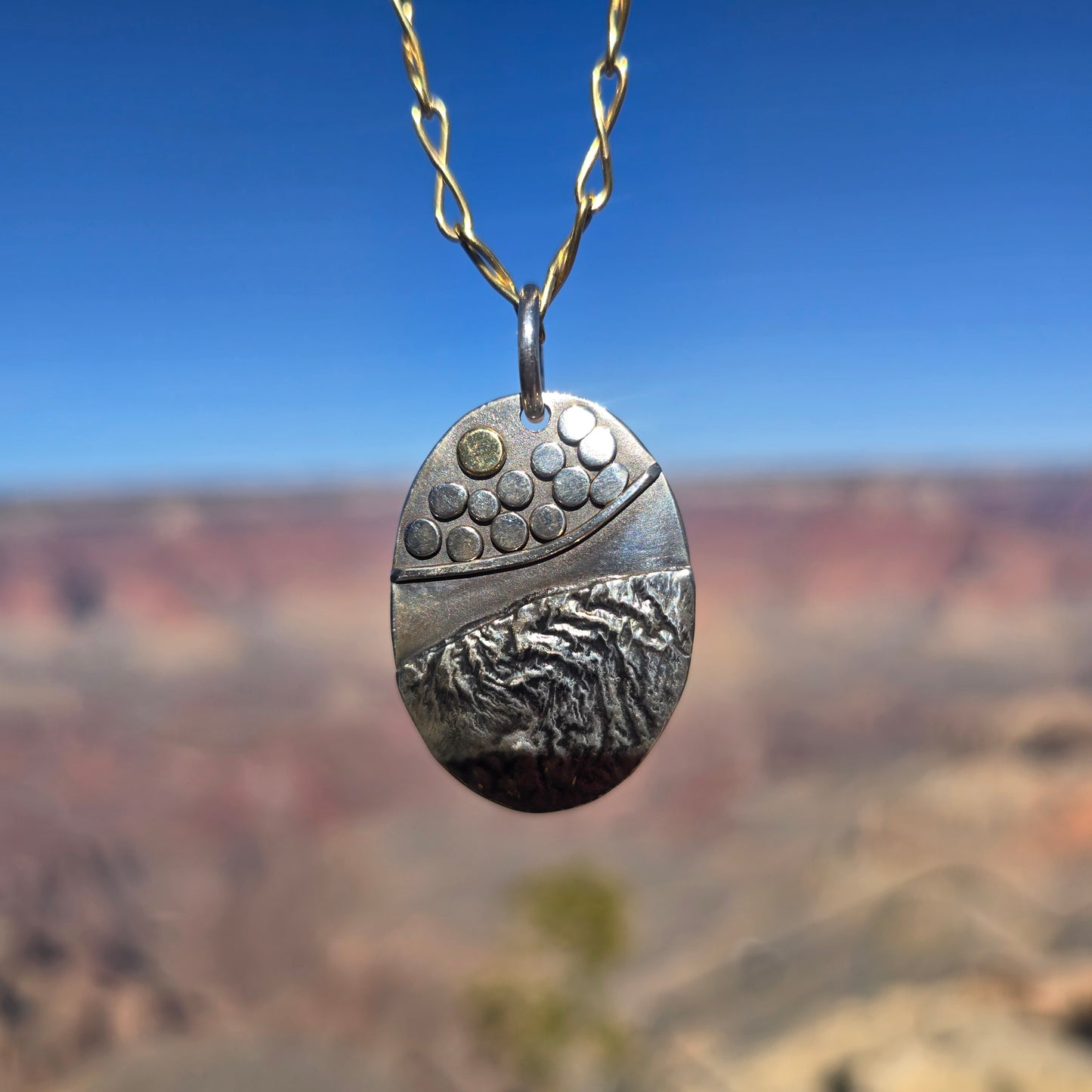 One-of-a-Kind Argentium & 18K Gold Rock Pathway Pendant