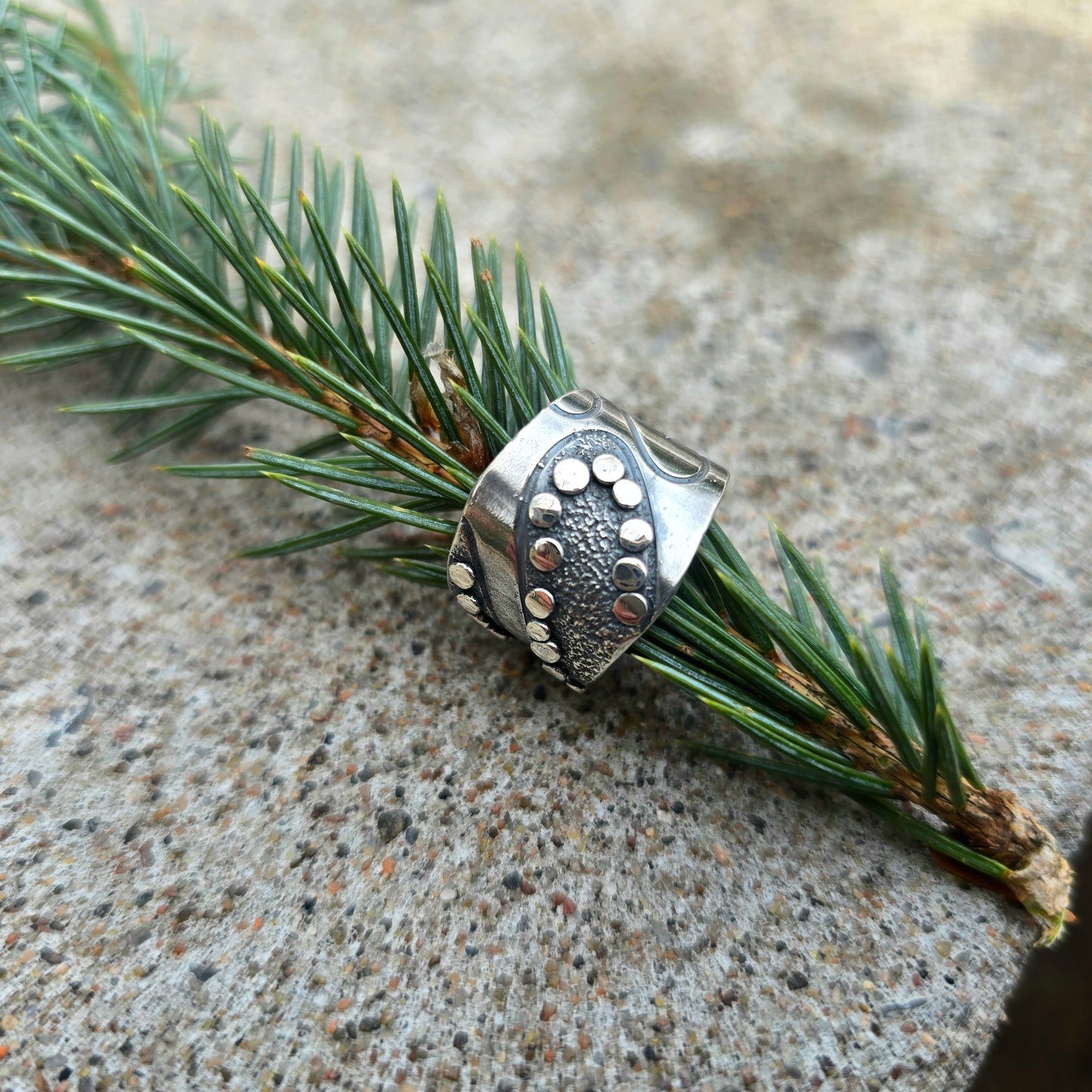 Hand-Forged Switchback Argentium Silver Adjustable Ring