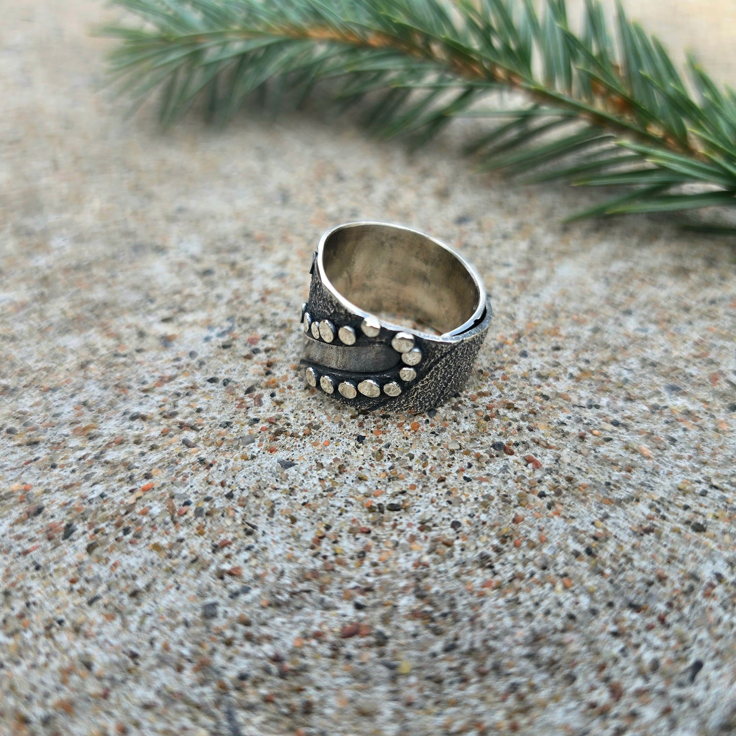 Hand-Forged Switchback Argentium Silver Adjustable Ring