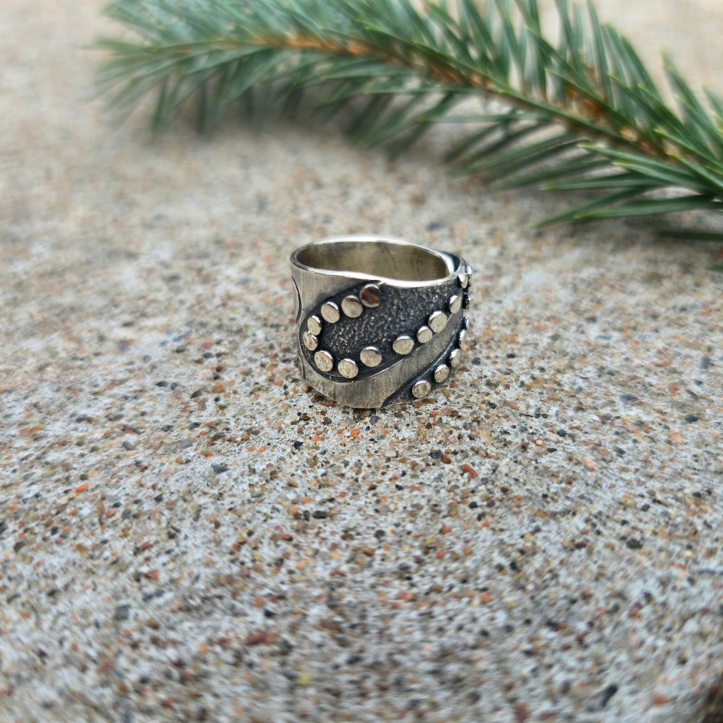Hand-Forged Switchback Argentium Silver Adjustable Ring