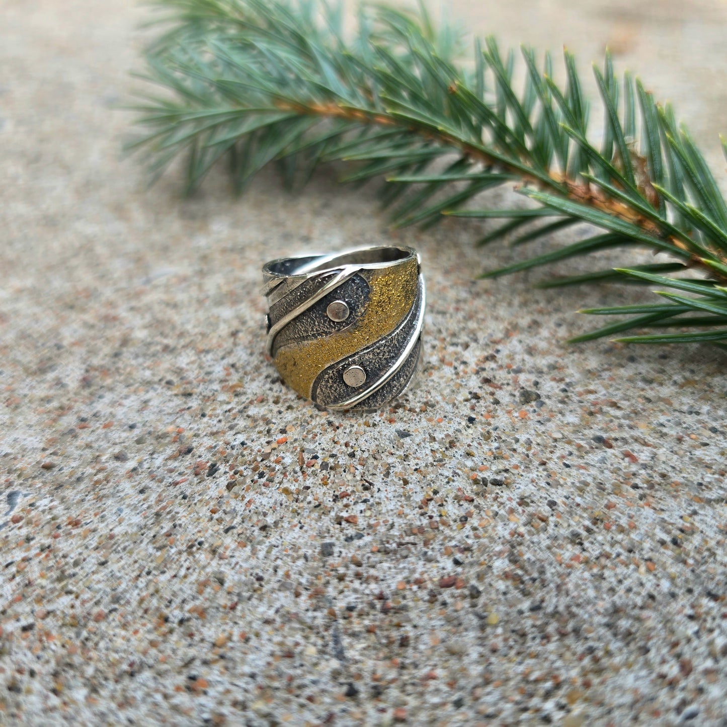18k Gold & Argentium Oro River Sterling Silver Ring