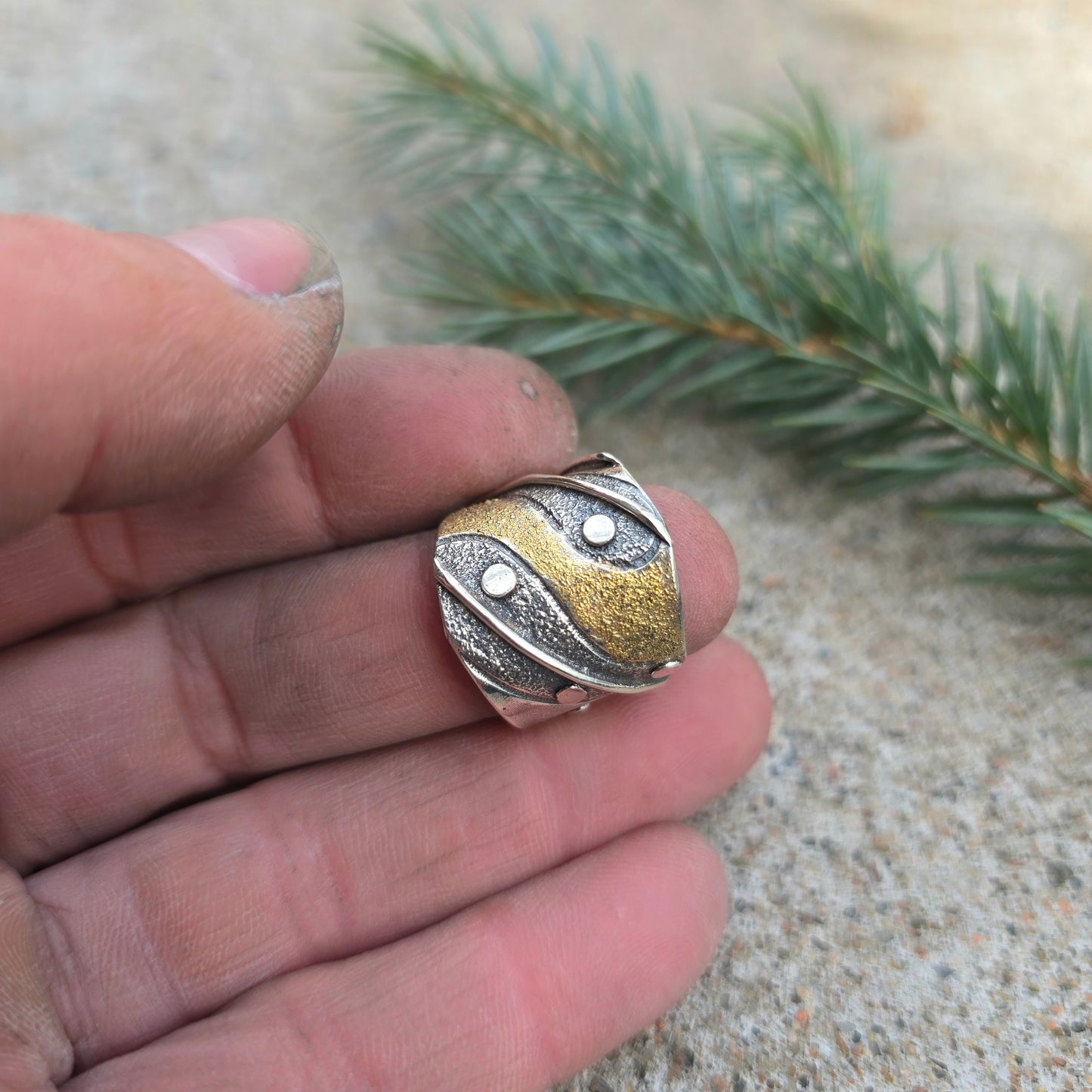 18k Gold & Argentium Oro River Sterling Silver Ring