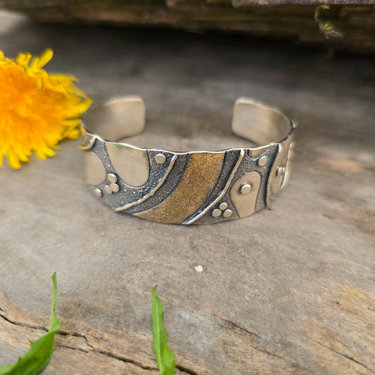 Oro River Cuff in 18k Gold & Argentium Silver