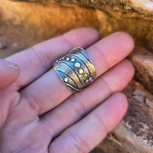 18K Gold & Argentium Silver Oro River Ring | One-of-a-Kind Collector Ring