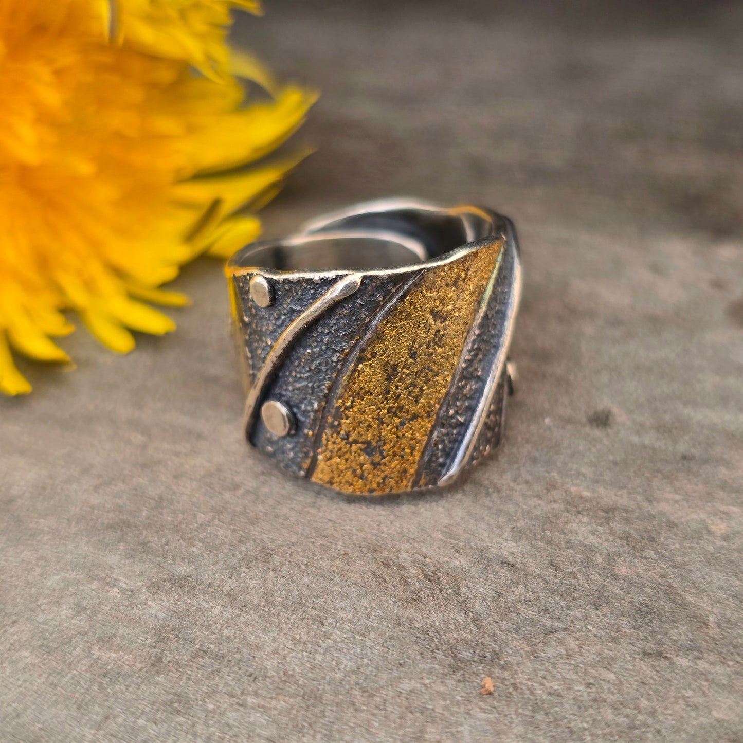 18k Gold & Argentium Oro River Ring