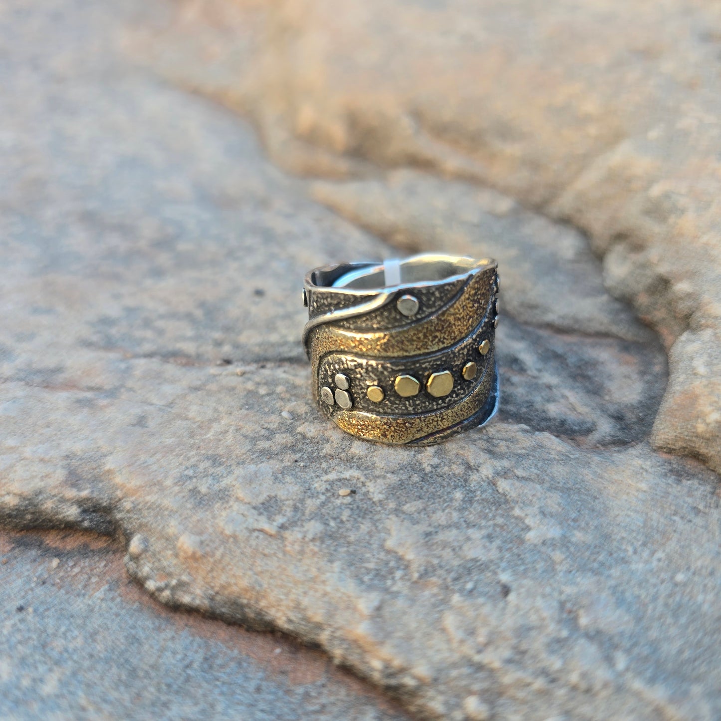 18K Gold & Argentium Silver Oro River Ring | One-of-a-Kind Collector Ring