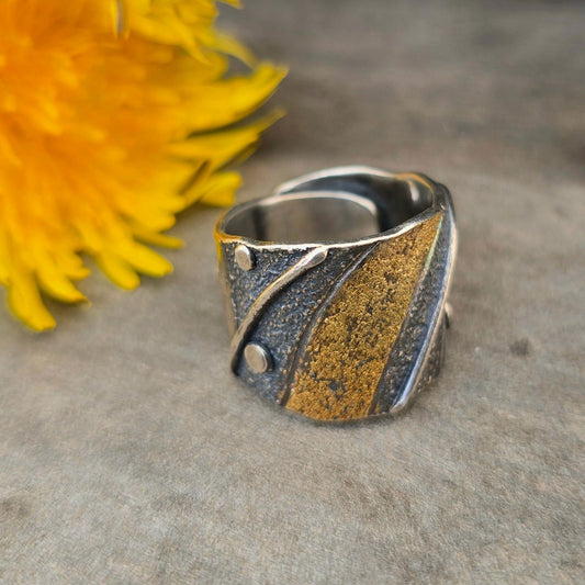 18k Gold & Argentium Oro River Ring