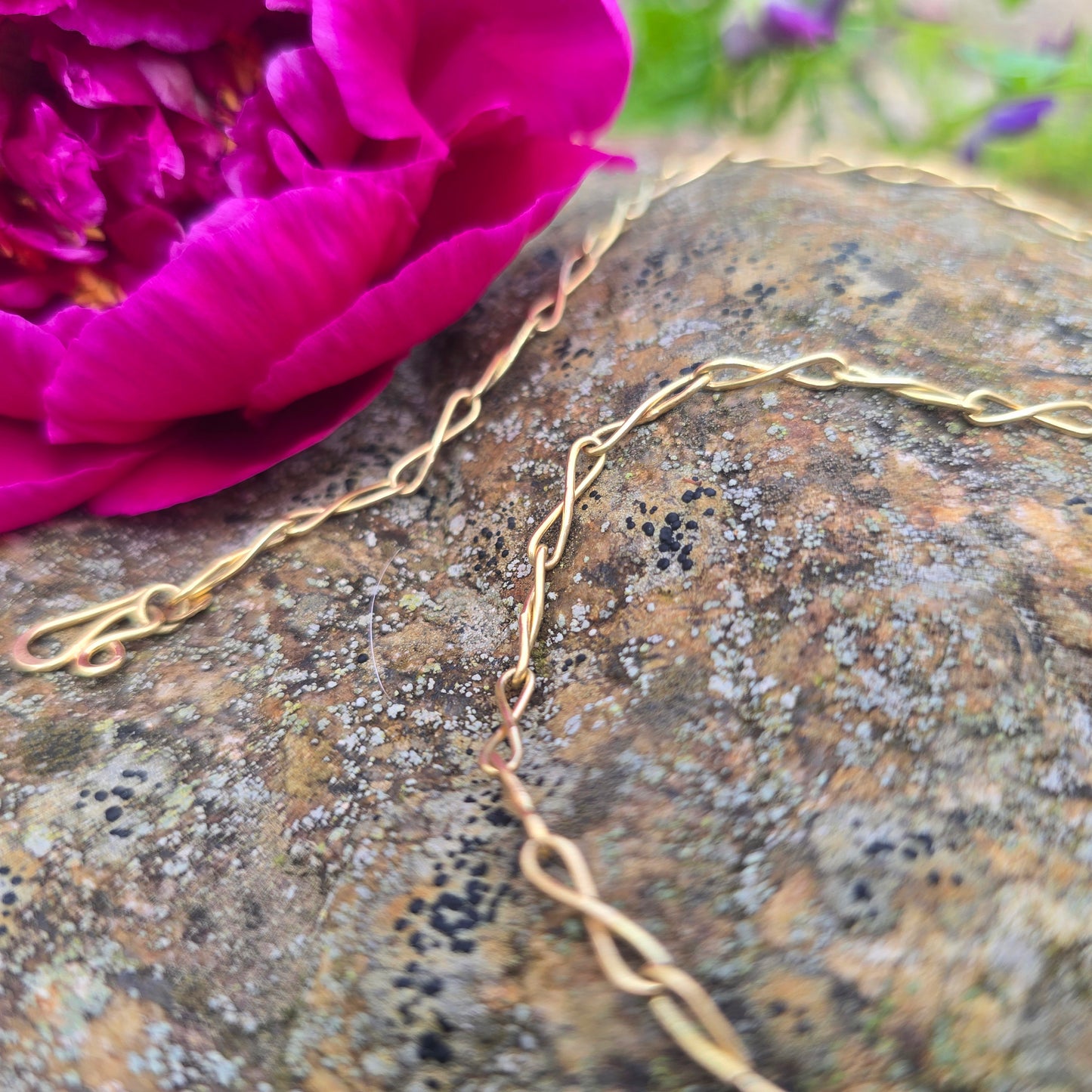 18K Gold Single Twist Chain Necklace — Hand-Forged Masterwork