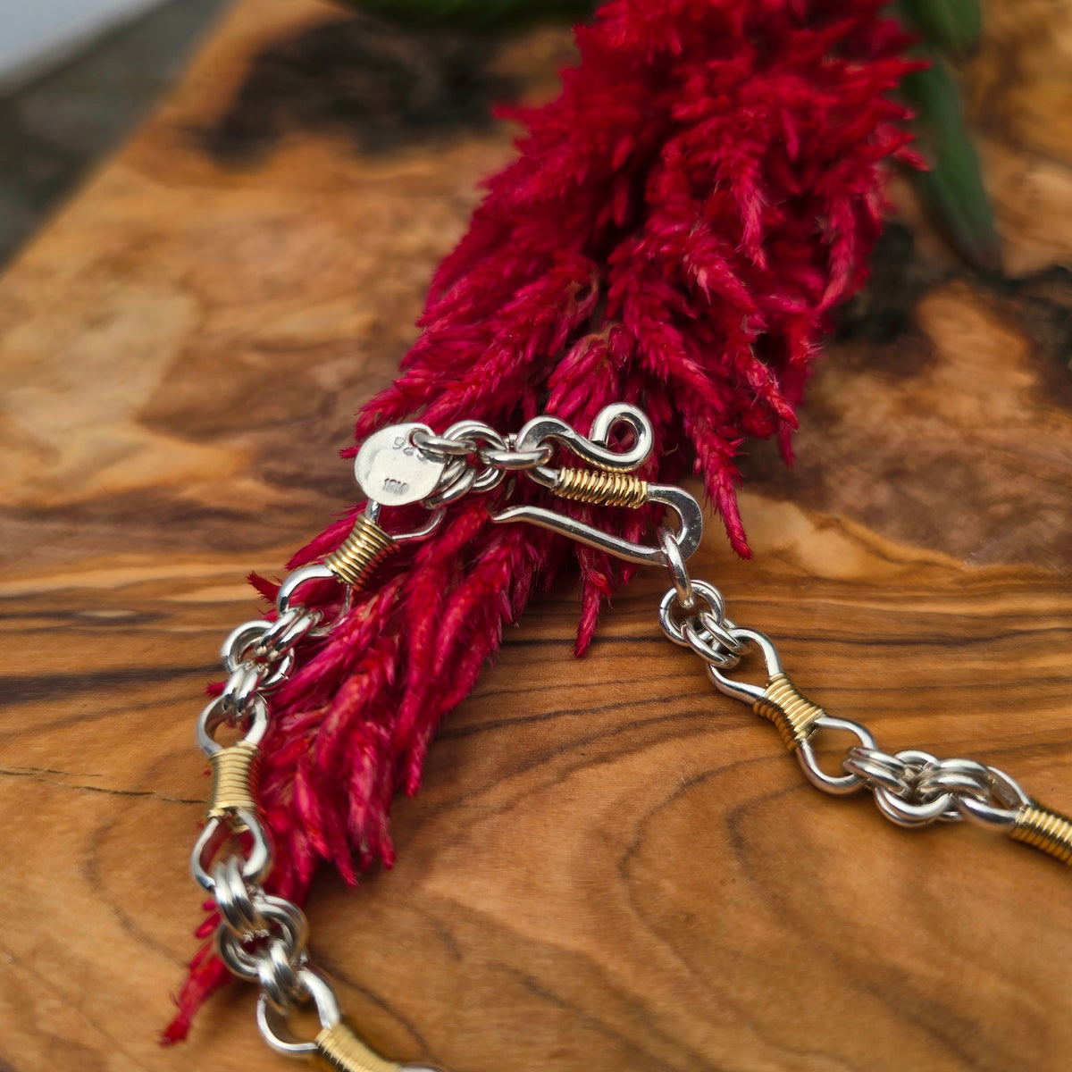 18k Gold & Sterling Silver Bow Tie Chain Link Bracelet