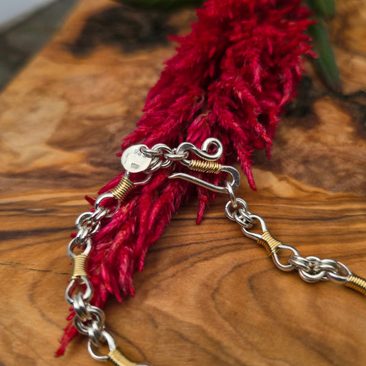 18k Gold & Sterling Silver Bow Tie Chain Link Bracelet