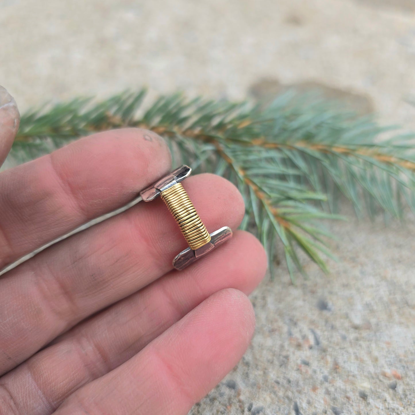 Sterling Silver & 18K Gold Wrapped Bridge Ring — Bench-Forged Statement Band