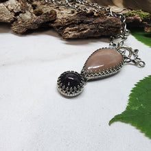Load image into Gallery viewer, Peach Moonstone and Star Sapphire Pendant

