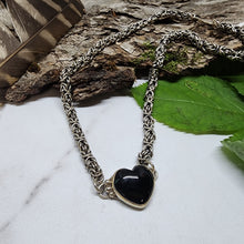 Load image into Gallery viewer, Black Onyx Heart and Byzantine Necklace
