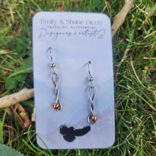 Load image into Gallery viewer, Elongated Twists with Copper Bead Earrings
