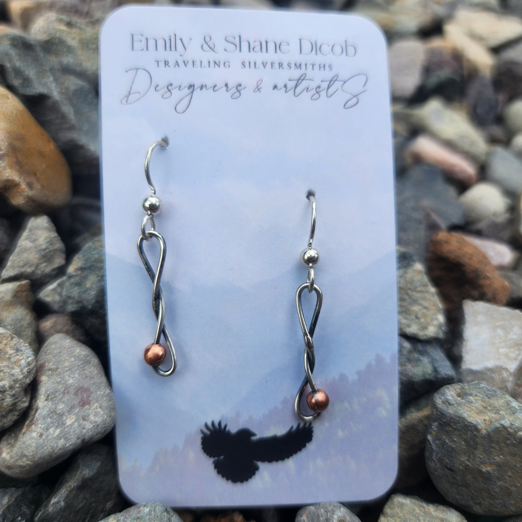 Elongated Twists with Copper Bead Earrings