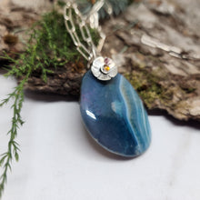 Load image into Gallery viewer, Blue Agate with Flower Pendant
