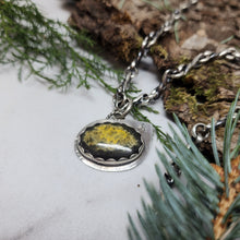 Load image into Gallery viewer, Bumblebee Jasper and Bee Stamped Pendant
