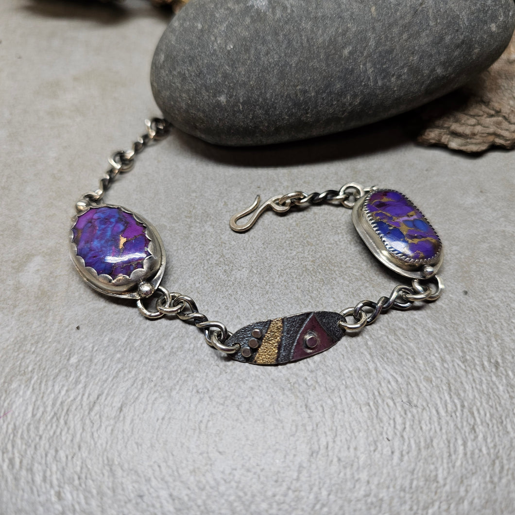 Purple Mohave and Oro River Chain Link Bracelet