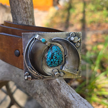 Load image into Gallery viewer, Black Bear Claw &amp; Turquoise Belt Buckle
